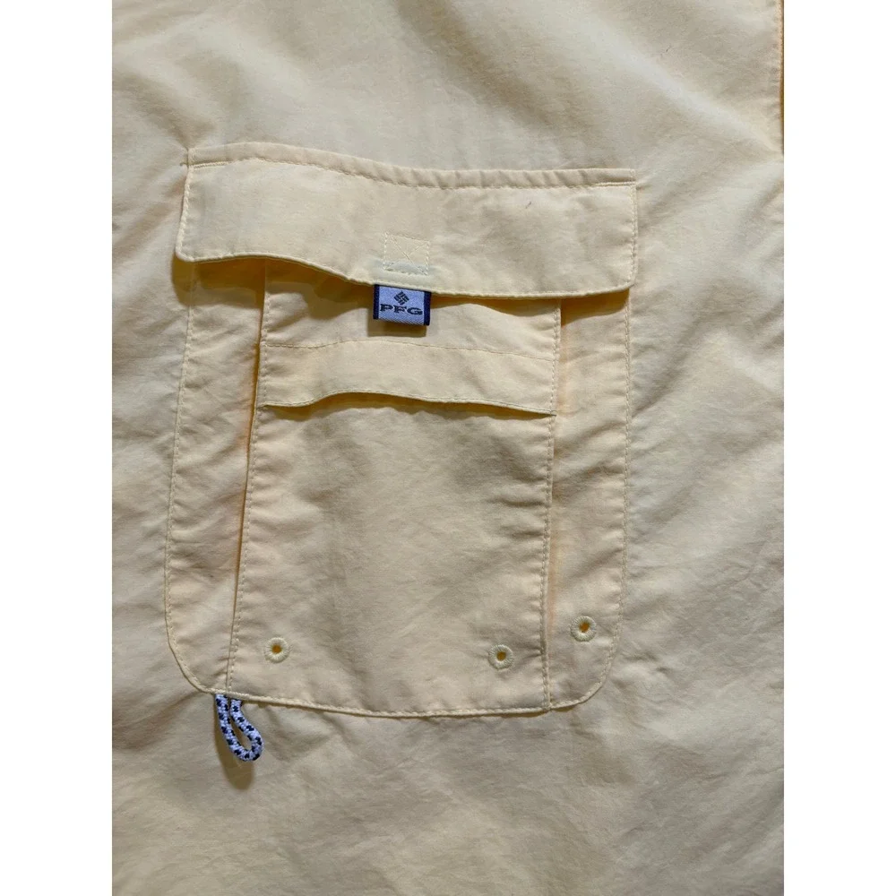Columbia PFG Button Up Shirt XXL Yellow Omni-Shade‎ Fishing Vented Outdoor Mens